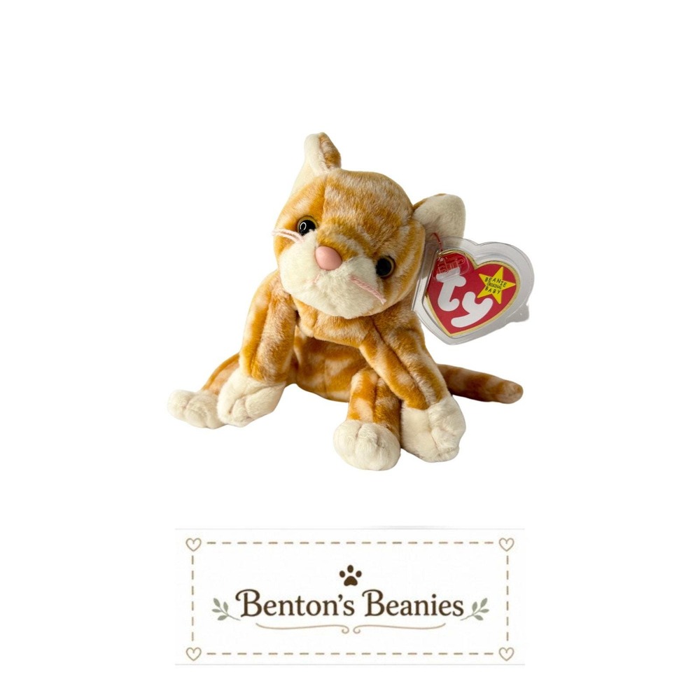 Amber the Cat Ty Beanie Baby | Golden Feline Friend 🐱 | Mint Heart Tag ⭐ - Picture 2 of 6